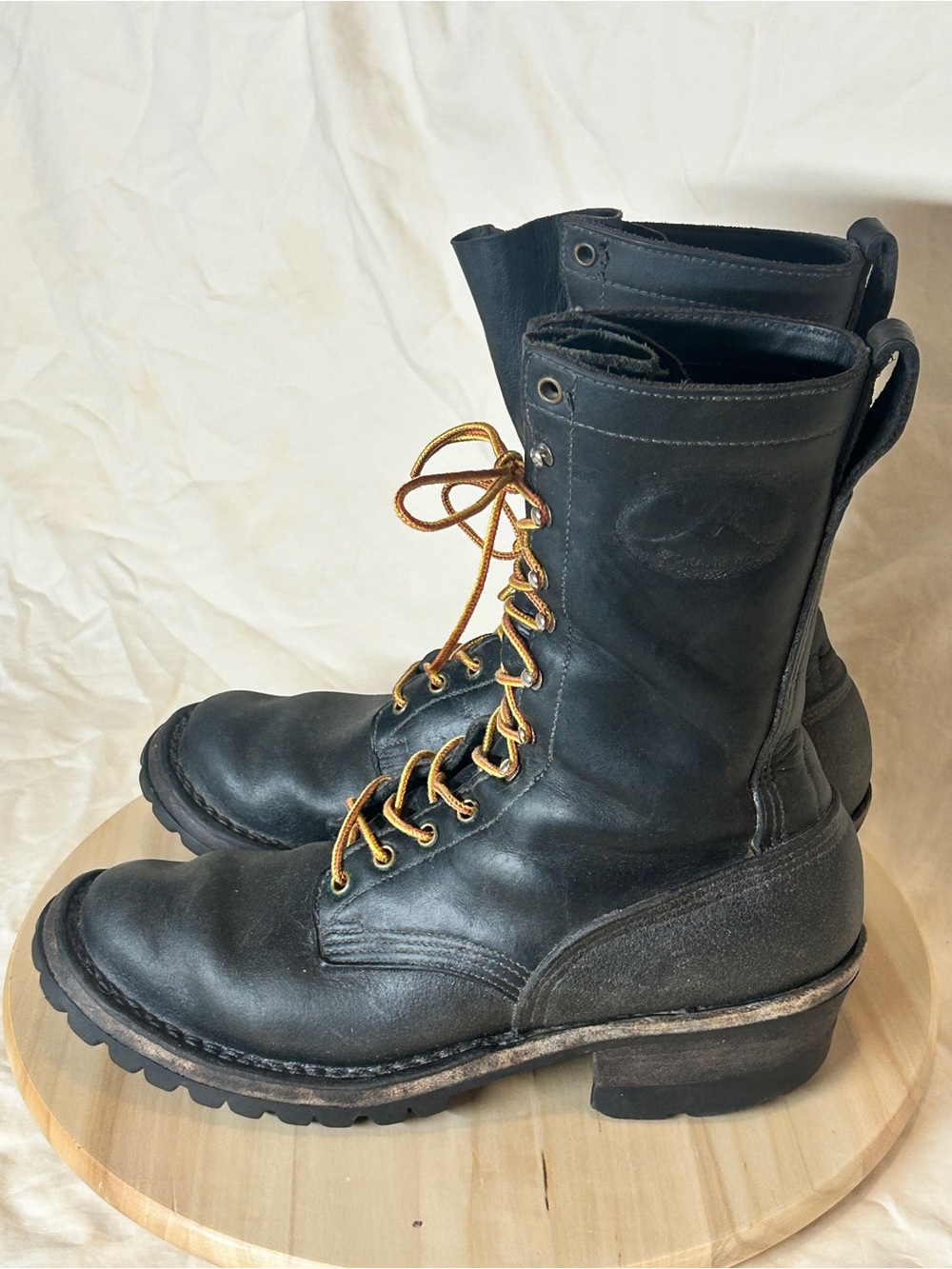 JK Boots Men's 10” Black Leather Work Boot Rubber Outsole US 10